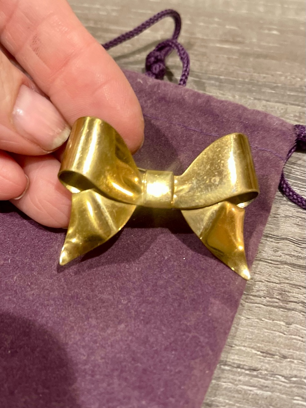 Gold Bow Accent Brooch